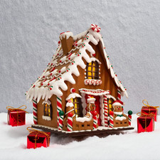 Led lebkuchenhaus 23cm braun - 23cm,