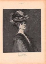 Vor dem Spaziergang - Alfred Schwarz - 1907 - Historischer Holzstich ~21x30cm