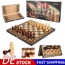 3-in-1 Schachspiel Holz Schach