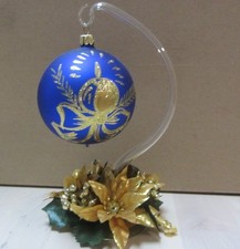 Weihnachtskugel blau/gold mit