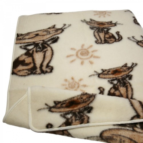 Wolldecke merino katze - merino, 140x100