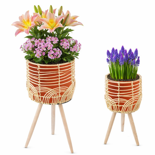 Blumentopf 2er set rattan look - blumentopf,