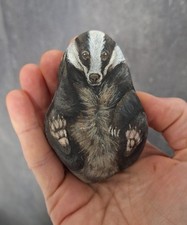 bemalter Stein/ handbemalt/ Dachs, Skulptur, Dekoration, Geschenk