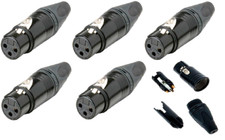 5x XLR Neutrik NC3FXX-B-D Buchse 3-polig female Kabel Stecker schwarz gold NEU