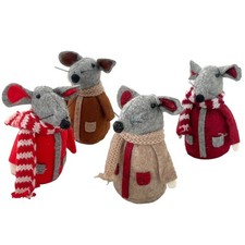 Stoffmaus, Weihnachts-Mäuse 4er Set. Wichtel Weihnachtsdekoration Winterdeko