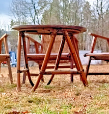 Vintage Rattan Tisch 60er Rund