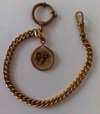 Antike Taschenuhrenkette mit Anhänger goldfarben 24cm Uhrenkette