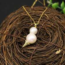 D17 Halskette  Anhänger Eistüte mit Süßwasserperlen 925 Silber vergoldet