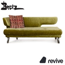 Bretz Croissant Stoff Dreisitzer Grün Samt Sofa Couch