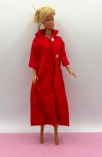 Alte Barbie Petra Puppenkleidung - roter Mantel Stoff - Vintage 60er Jahre