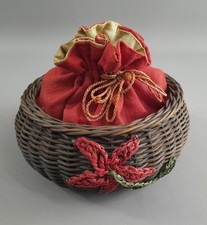 ALT ANTIK Körbchen Korb Schale Hochzeit Schmuck Ringe DEKO 40er Jahre Geflecht !