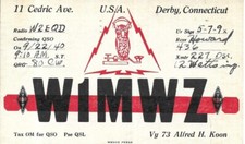 QSL 1940 Derby CT  radio card