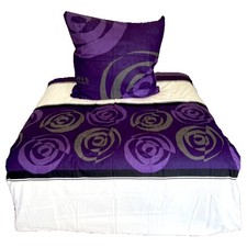 Hochwertige Biber Bettwäsche Baumwolle Grafisch Lila Grau  155x220 80x80cm