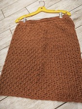 Damenrock Business Rock Rostbraun 38 Häkelrock Knielang Bleistiftrock Wolle