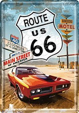 Blechpostkarte Route 66 - Red