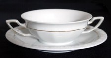 6 Suppentassen + 6 Unterteller 18cm Rosenthal Classic Rose Goldrand  Maria Weiß