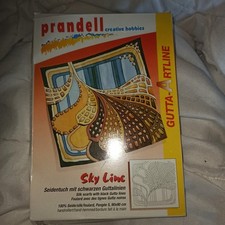 Seidentuch ,, Sky Line "  90x90cm, Pongé 05, Gutta in Schwarz, Seidenmalerei