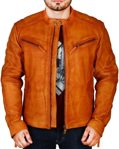 Herren braunes leder - braunes, jacke