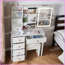 Modern LED Schminktisch Kosmetiktisch mit Hocker und Spiegel Frisiertisch Set