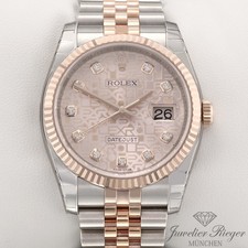 Ungetragen Rolex Datejust 36 mm 116231 2011 Stahl Rosegold 750 Diamanten