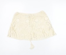 Bershka Damen Minirock Elfenbein Häkel L Boho Festival Beachwear