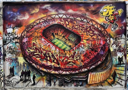 Graffiti fußballstadion - graffiti,