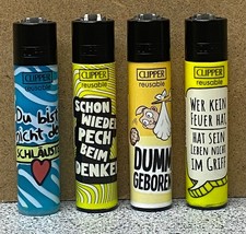 Clipper Classic Original Feuerzeug Serie "Dumm 2" 4 Stück Feuerzeuge