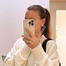 CHANEL 23B Crystal CC Herz Ohrringe Earrings Silber Strass