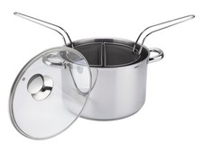 Nudeltopf 2 Kochkörbe 24 cm aus Stahl mit Glasdeckel