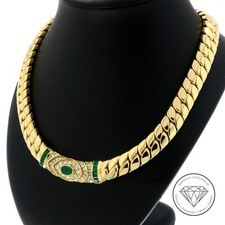 Wert 33.800,- Brillant 1,80 Carat Smaragd Collier 750 / 18 Karat Gold 42cm xxyy