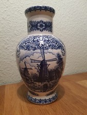delfter Blau vase Windmühlen Blau Weiß