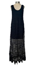 Sandro Regina Maxikleid schwarz Häkel offen Webart dehnbar LBD 38 10-12 neu mit Etikett £319