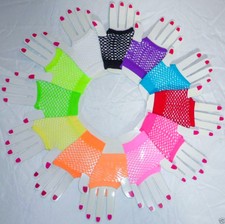 Netzhandschuhe Fingerlose Handschuhe Fischnetz Fasching Karneval Neon 12 Farben 