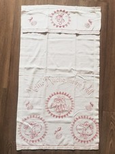 Antik Vorhängetuch für Handtuchhalter Vorhang Küche Stickerei rot Obst Spruch