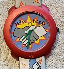 UNITED COLORS OF BENETTON / BULOVA "Hand in Hand" Armbanduhr Retro 80er