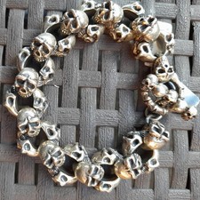 Totenkopfarmband Silberarmband Silber 925 Skull Schädel Totenkopf 21cm 154gr.