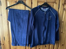 1) Buffalo Hausanzug Jogginganzug blau Samt-Nicki mit Strasslogo Gr. 44-46