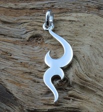 Sterling Silber 925 Tribal Anhänger Tattoo Flamme Maori Surfer Ketten-Anhänger 