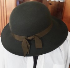 1 Wunderschöner Da.Hut RAR WOLLE GR:52-54 Leicht Flaschen-Grün VEB TOP Erhalten!