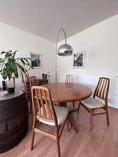 Esstisch + Erweiterung + Stühle, Mid-Century Teak Esstisch, Dänemark, 1960er