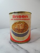 90er Linsen mit Schinkenspeck Ogema Dose, DDR Lebensmittelverpackungen, Rar