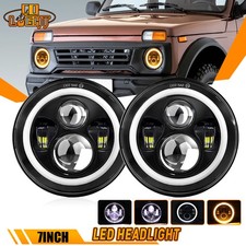 2x 7'' zoll Rund LED Front