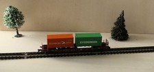 Modelbau Spur N  Taschenwagen mit Containern. Evergreen, Hamburg Süd. LüP 102 mm