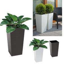 Blumenkübel Eckig Rillen Optik Blumentopf Pflanzkübel SET 2 Farben 5 Größen 