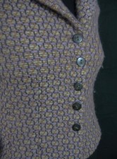 M STIFF Karo Tweed Webstoff Schurwolle Jacke Bolerojacke Sakko Jackett 50er 60er