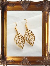 TREND OHRRINGE HÄNGER mit BLATT BLÄTTER silber / gold    2 VARIANTEN.