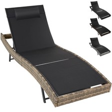 Polyrattan Sonnenliege Gartenliege Relaxliege Garten Rattan Liege mit Kopfkissen