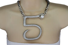 Damen Silber Kurze Halskette Dick Metall Ketten Groß 5 Fünf Schlange Modeschmuck