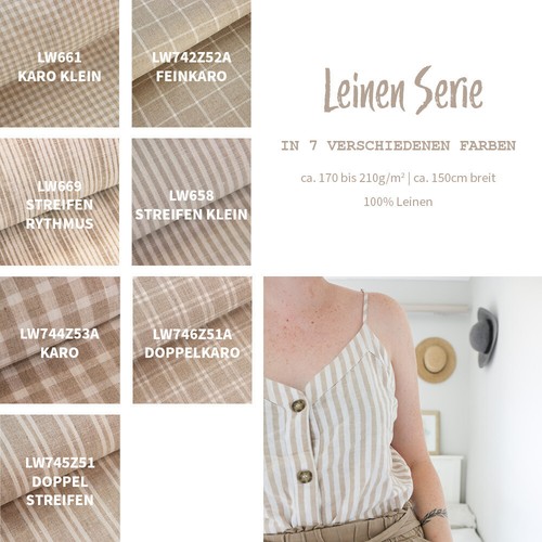 Leinen meterware natur weiß - meterware, natur/weiß