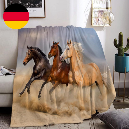 Kuscheldecke mit pferdmotiv - kuscheldecke,